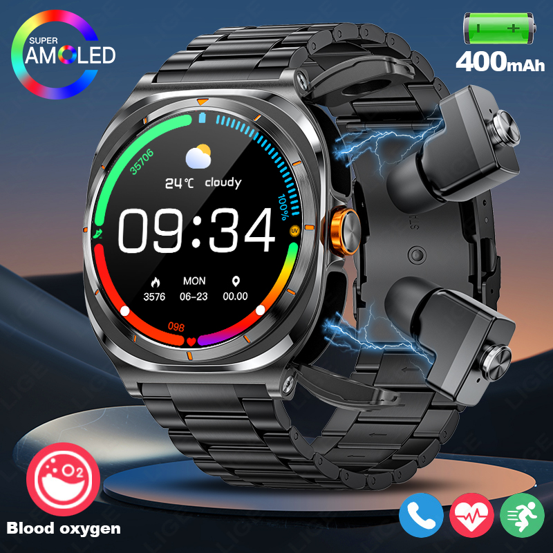 Smartwatch Running Watches For Men - LIGE 2025 Часы Беспроводные наушники 2-в-1
