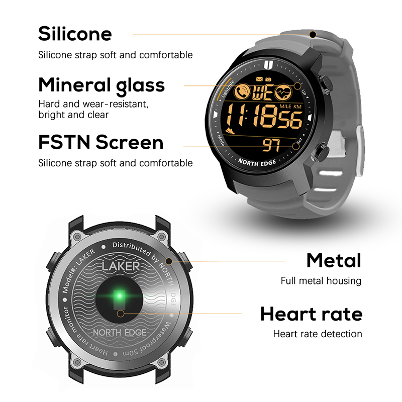 Мужские умные часы NORTH EDGE, – обзор и цена Smartwatch Running Watches For Men