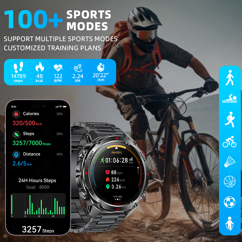 LIGE Новые профессиональные GP – обзор и цена Smartwatch Running Watches For Men